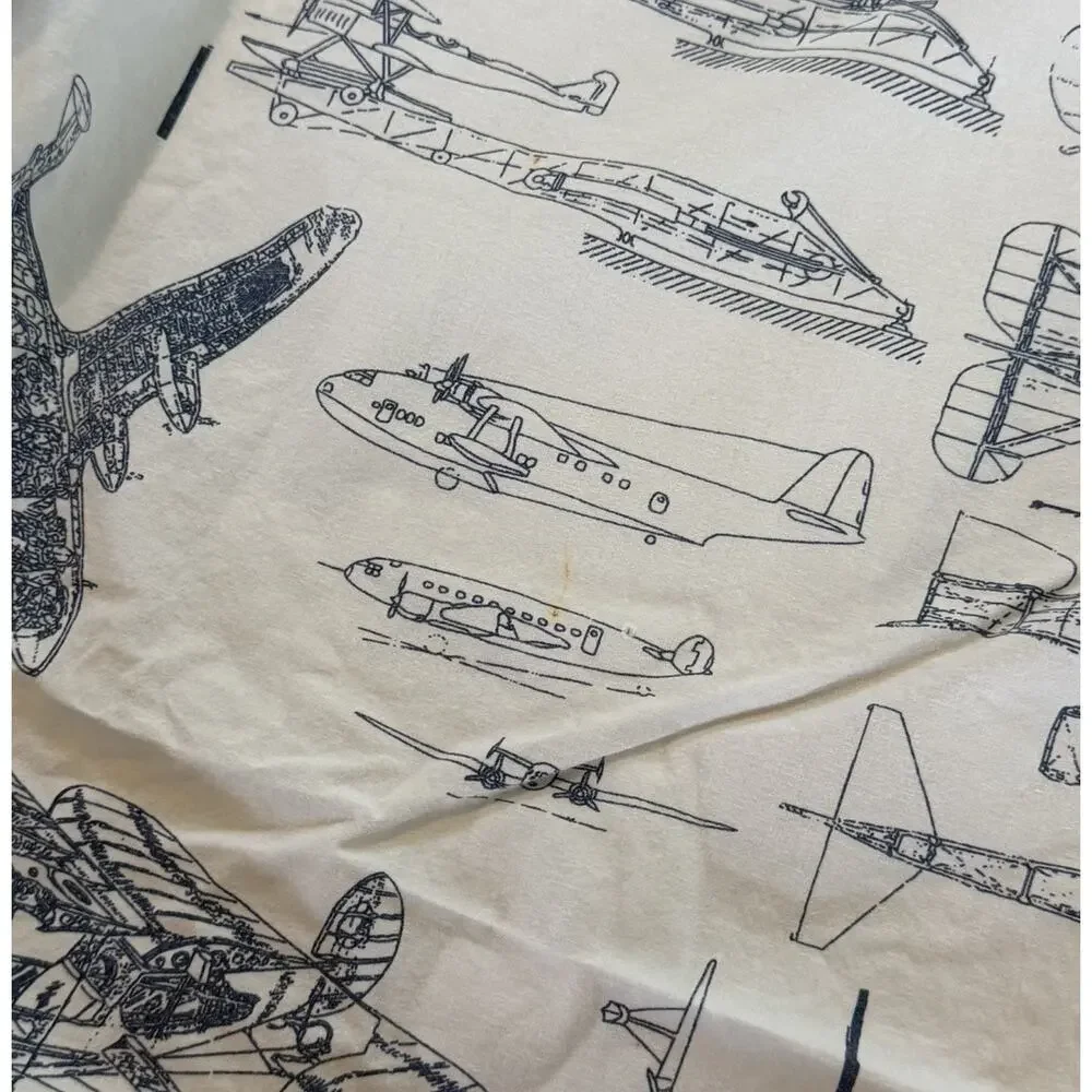 Restoration Hardware Baby & Child Airplane Blueprint Sketch Crib Fitted Sheet